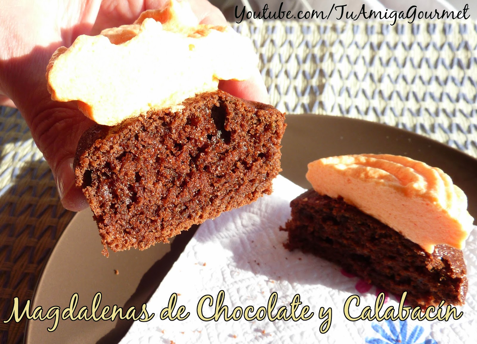 Quequitos (magdalenas, cupcakes ) de calabacín y chocolate. Receta sin gluten ni lácteos
