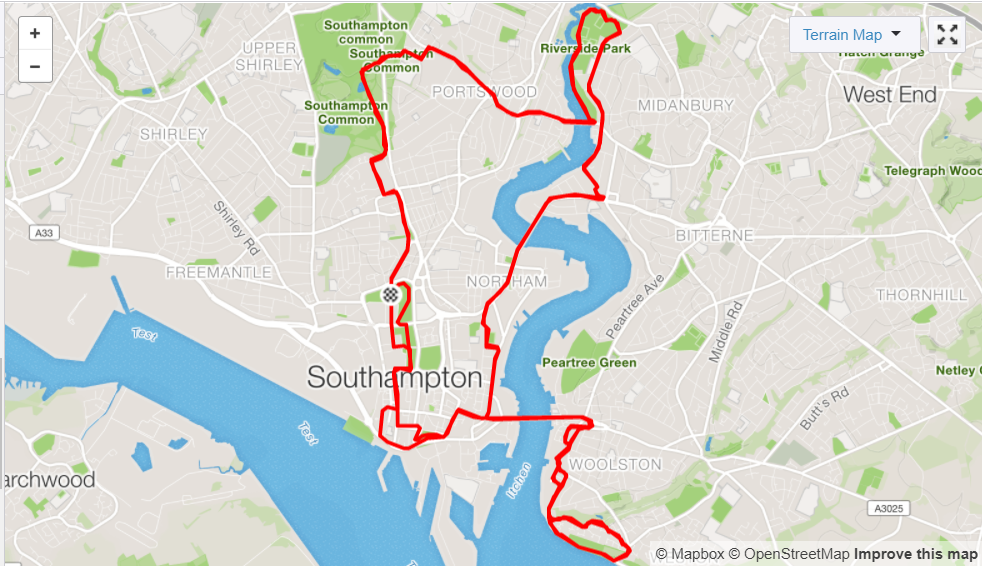 Southampton Marathon Route Map