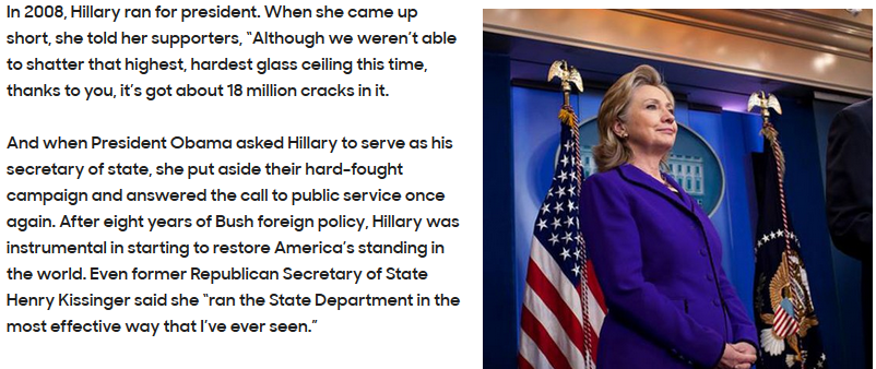 Hillary Clinton quotation mark typo HillaryClinton.com biography quotes quotation symbol mark typo glass ceiling 18 million cracks