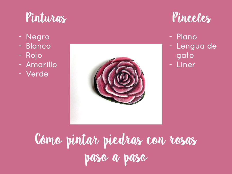 COMO PINTAR PIEDRAS CON ROSA PASO A PASO