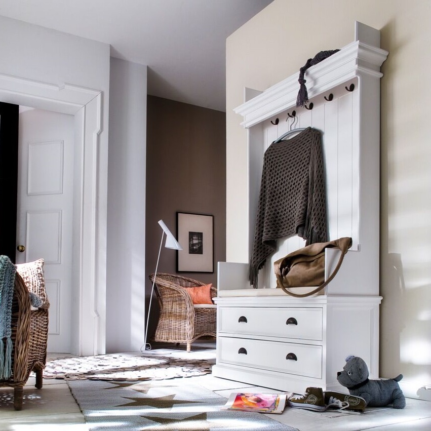 My musings Rustic White Painted Hall Storage Unit and Bench