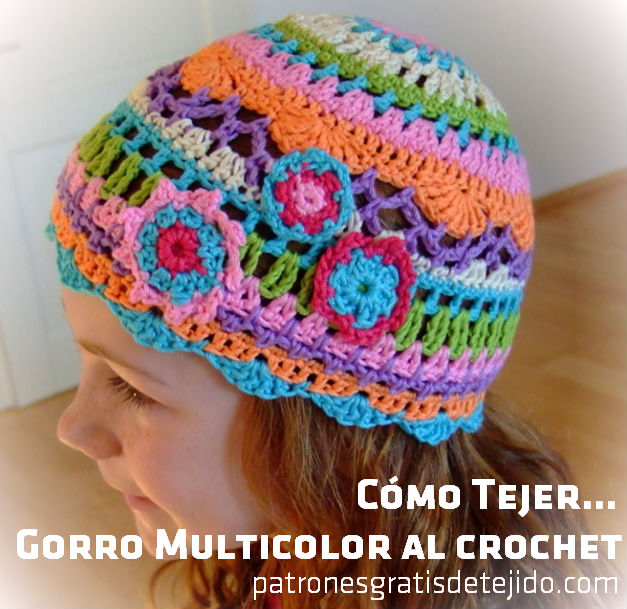 Cabeza Arbitraje Maestro Cómo tejer un gorro multicolor al crochet / paso a paso