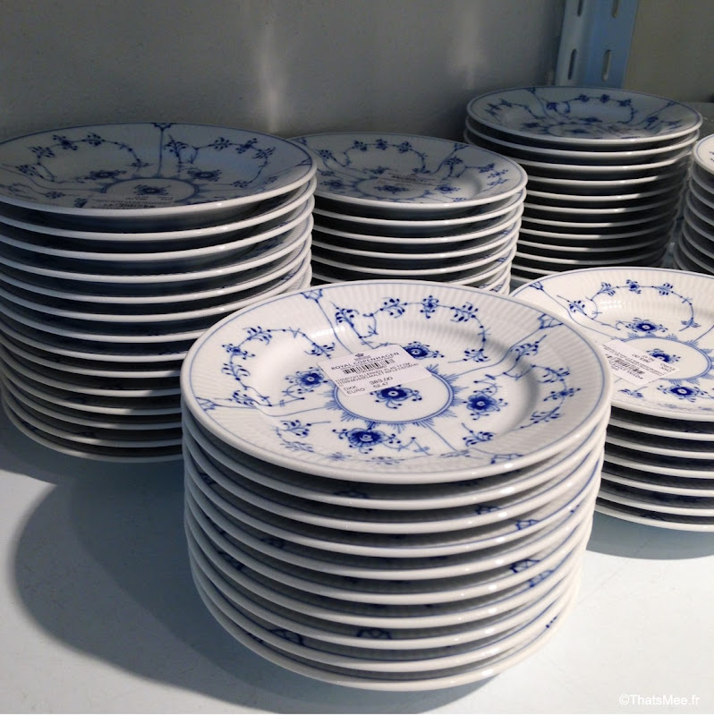 Georg Jensen fabrique outlet Copenhague porcelaine royale blanche fleurs bleues