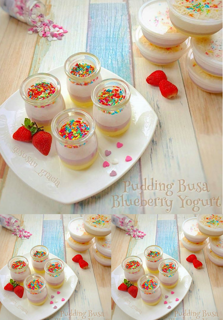Gambar dan Foto Pudding Busa Blueberry Yogurt Enak