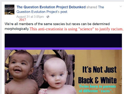 Anti-creationist bigot supports evolutionary racism