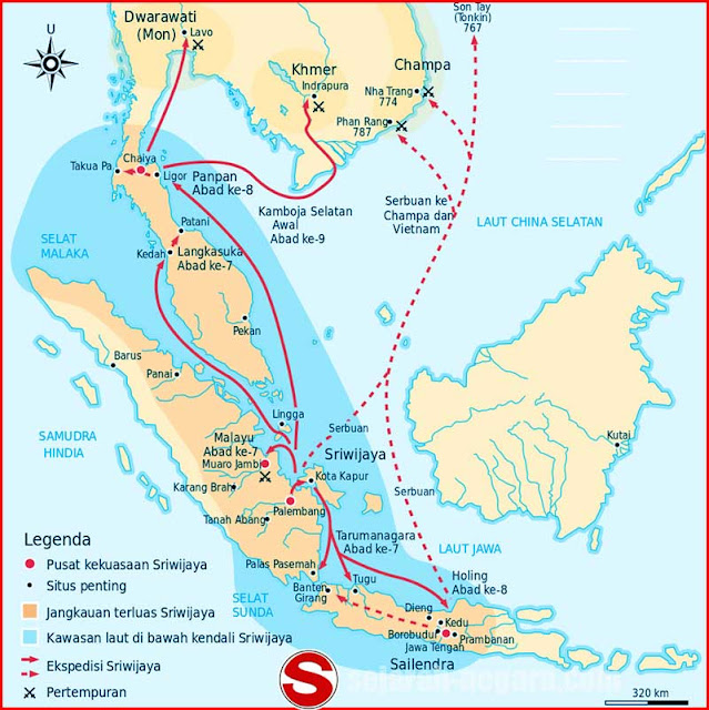 Peta Jalur perdagangan zaman Kerajaan Sriwijaya