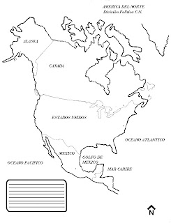 Mapa de América del Norte con nombres para imprimir