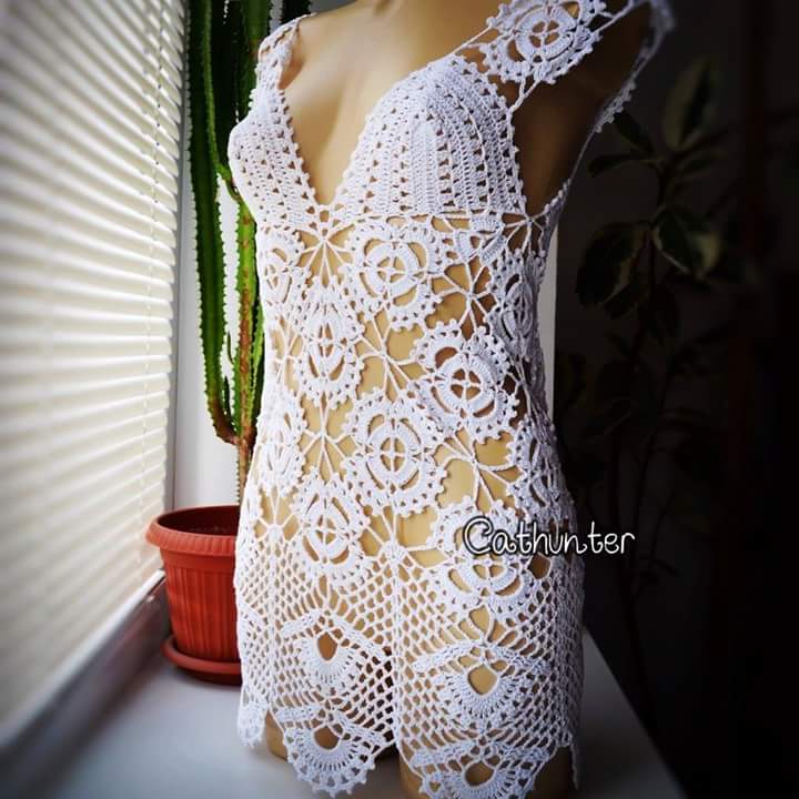 vestido branco croche