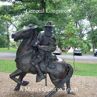A Mom's Quest to Teach: Blogging through the Alphabet: G is for Gettysburg #AmericanCivilWar #History #Gettysburg #Socialstudies #homeschool Statue of Longstreet at Gettysburg