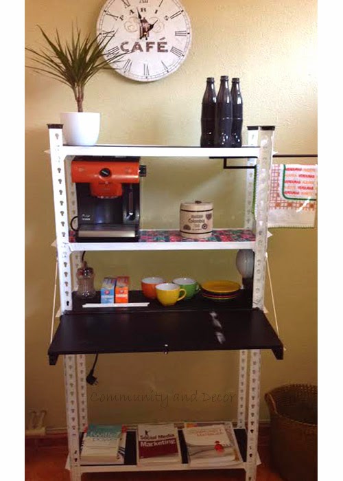 reutilizar y transformar una estantería metálica en un office y rincón de de lectura para la oficina