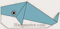 Bước 12: Vẽ mắt để hoàn thành cách xếp con cá voi bằng giấy theo phong cách origami. Bước 12: Vẽ mắt để hoàn thành cách xếp con cá voi bằng giấy theo phong cách origami.