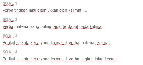 Contoh Soal Verba Material Dan Tingkah Laku