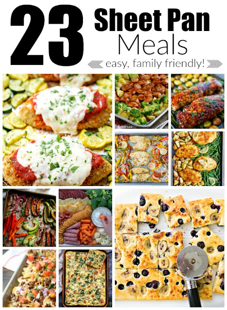 23 Sheet Pan Meals...from chicken to beef to seafood...even breakfast! These family friendly meal options are easy and delicious. (sweetandsavoryfood.com)