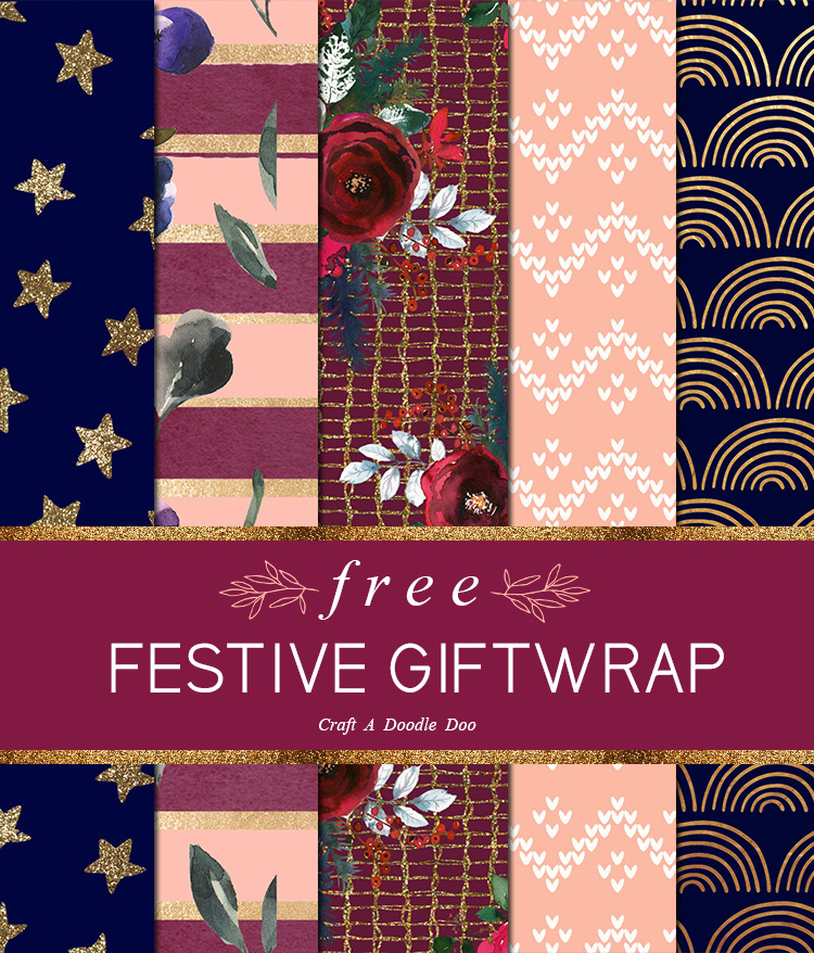 Free Festive Giftwrap Papers by Craft A Doodle Doo #free #giftwrap #papers #Printables #party #winter #celebrate #gifts #patterns