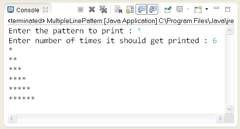 Pattern problems : Write a Java program to print same character on each ...