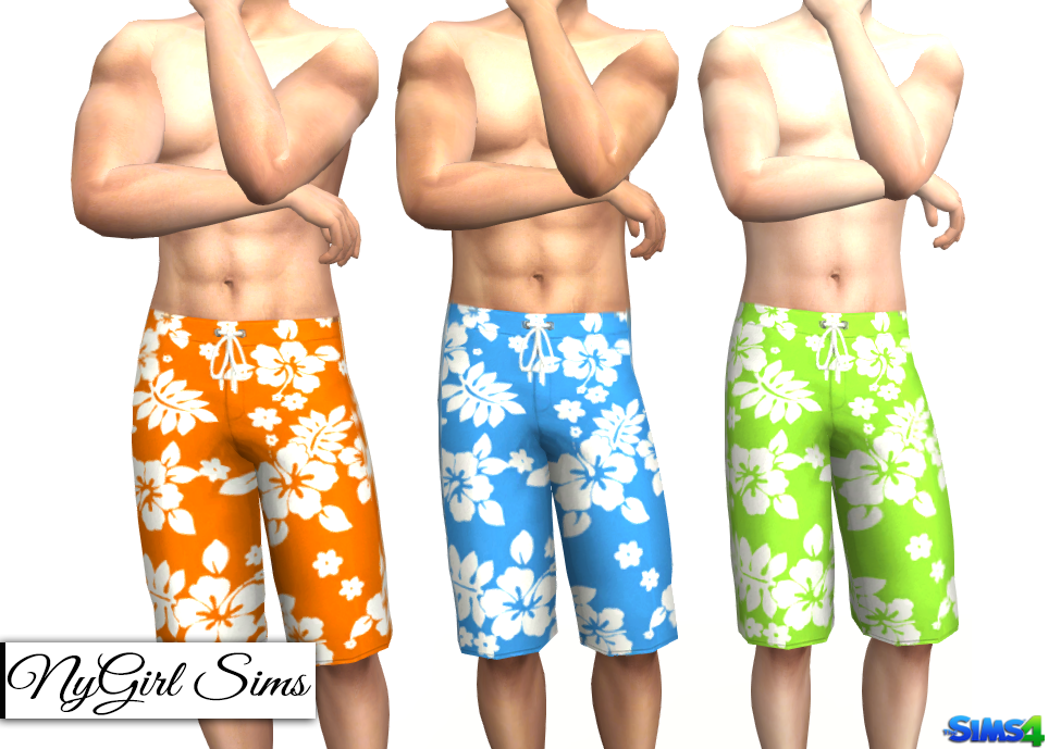 NyGirl Sims 4: Men's Swim Trunk Three Pack
