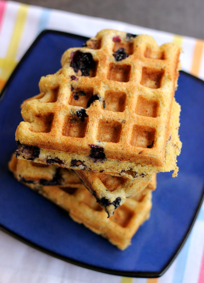love, laurie vegan blueberry cornmeal waffles