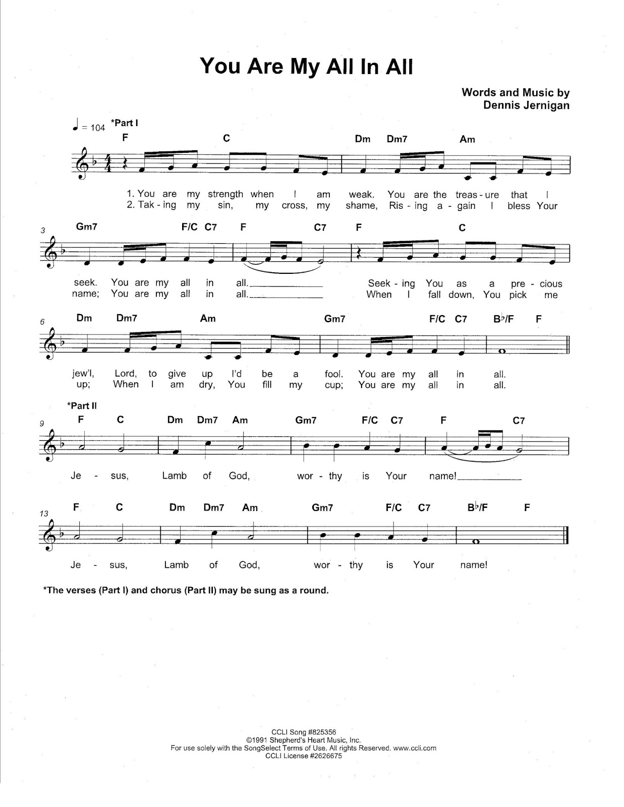 you are my all in all chords