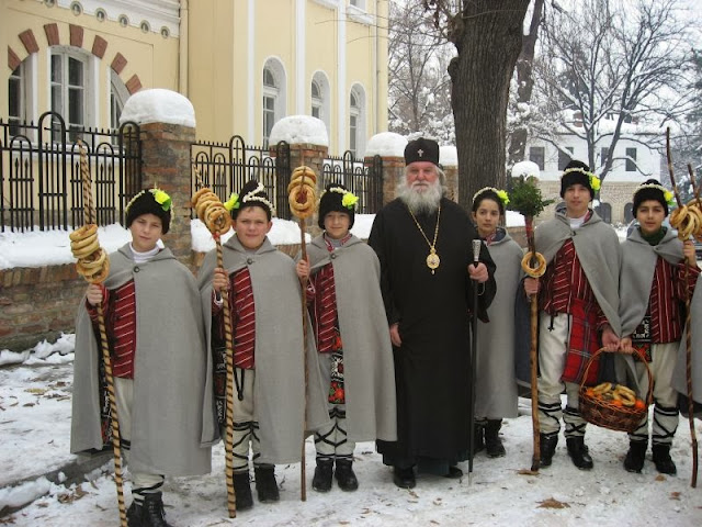 Koledari carolers travel at midnight on Christmas Eve to spread the word of Christ and wishes for peace, health and happiness. Photo: Bashkiria.Bulgaria.wordpress.com.