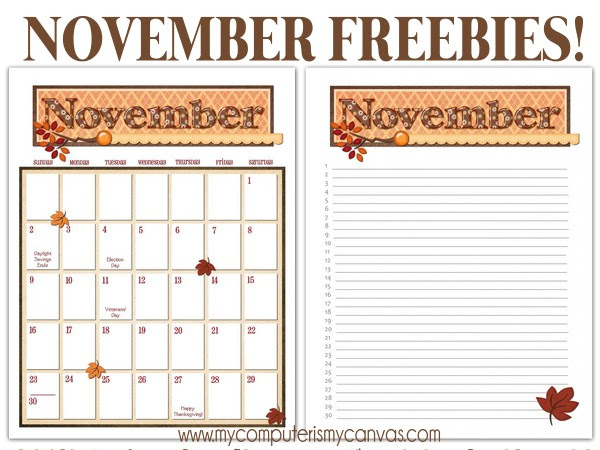 {FREEBIES} November Calendar + Gratitude Sheet!