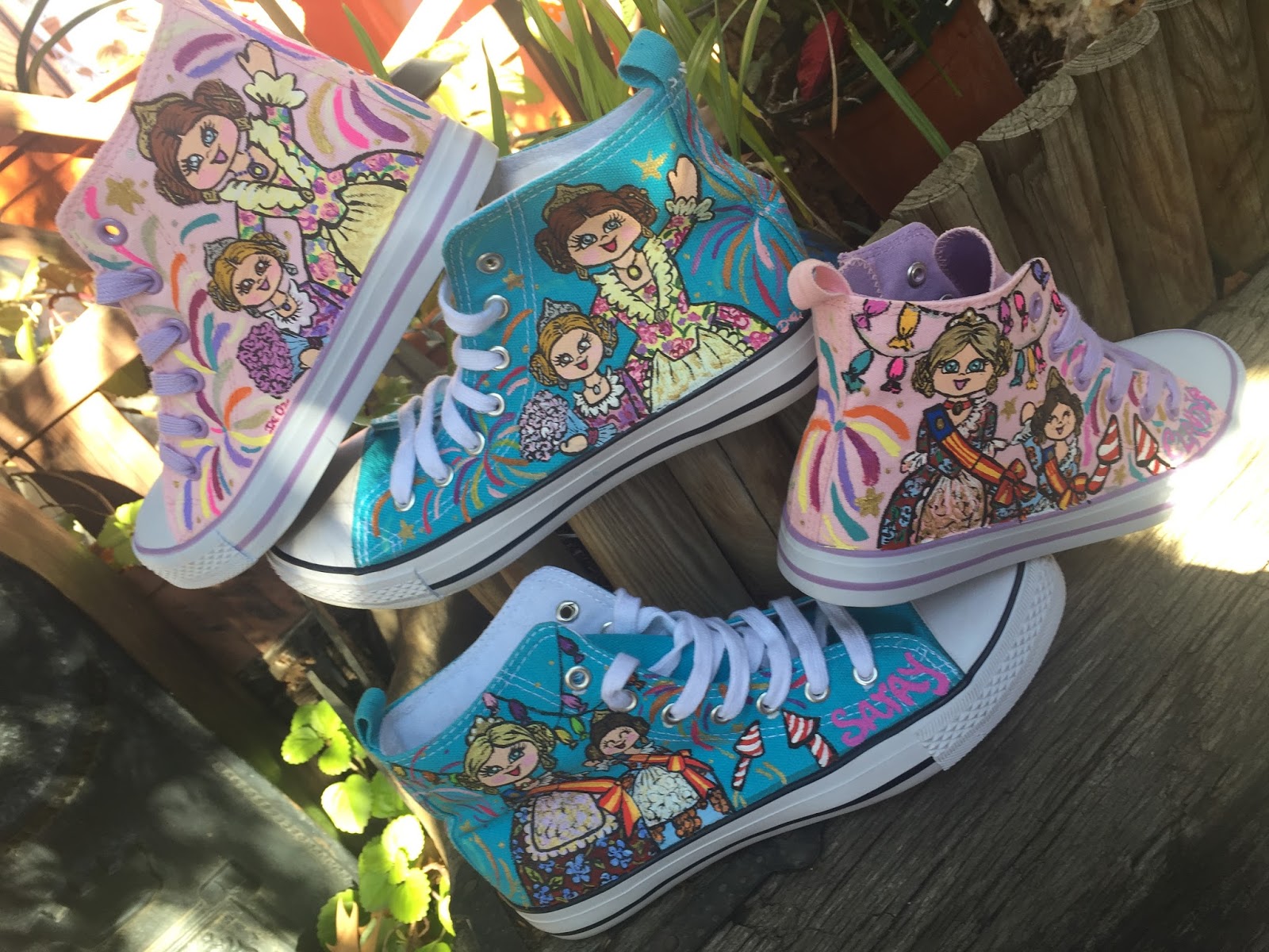 zapatillas falleras pintadas a mano