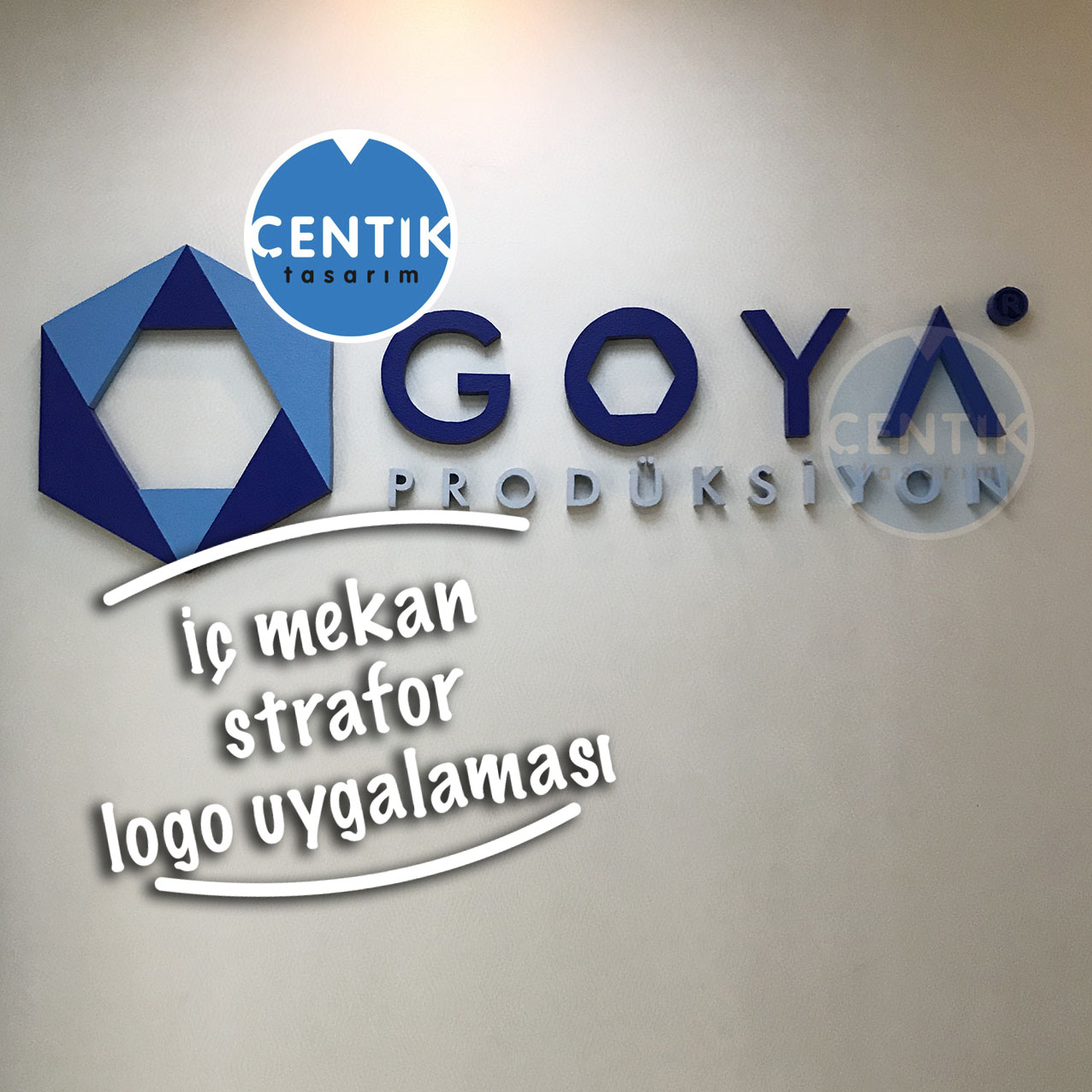 Çentik Tasarım Strafor parti dekorları Ofis duvar logosu Goya