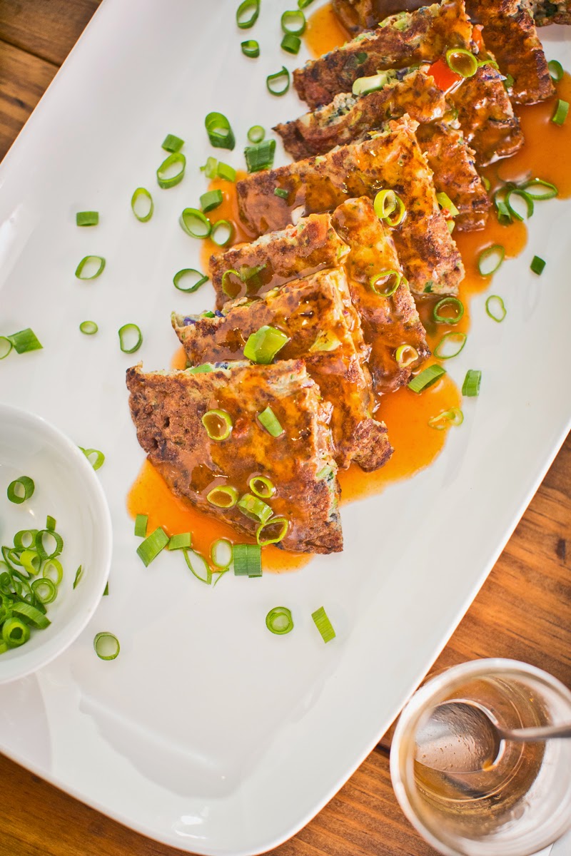 The Chubby Vegetarian Egg Foo Yung with Sriracha Gravy