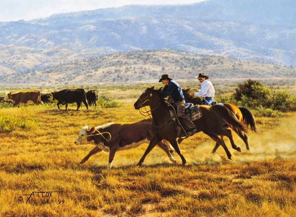 paisajes-al-oleo-con-caballos-y-vacas