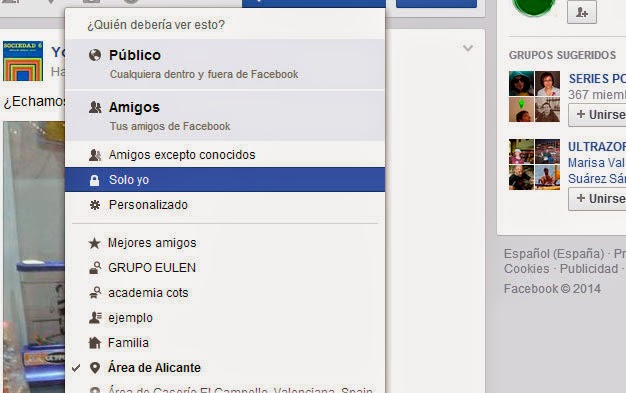 ocultar en facebook