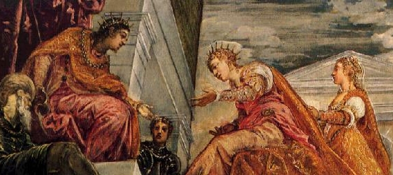 «Соломон и царица Савская»,картина Тинторетто, ок. 1555, Прадо