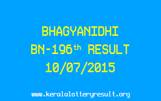 BHAGYANIDHI BN 196 Lottery Result 10-7-2015