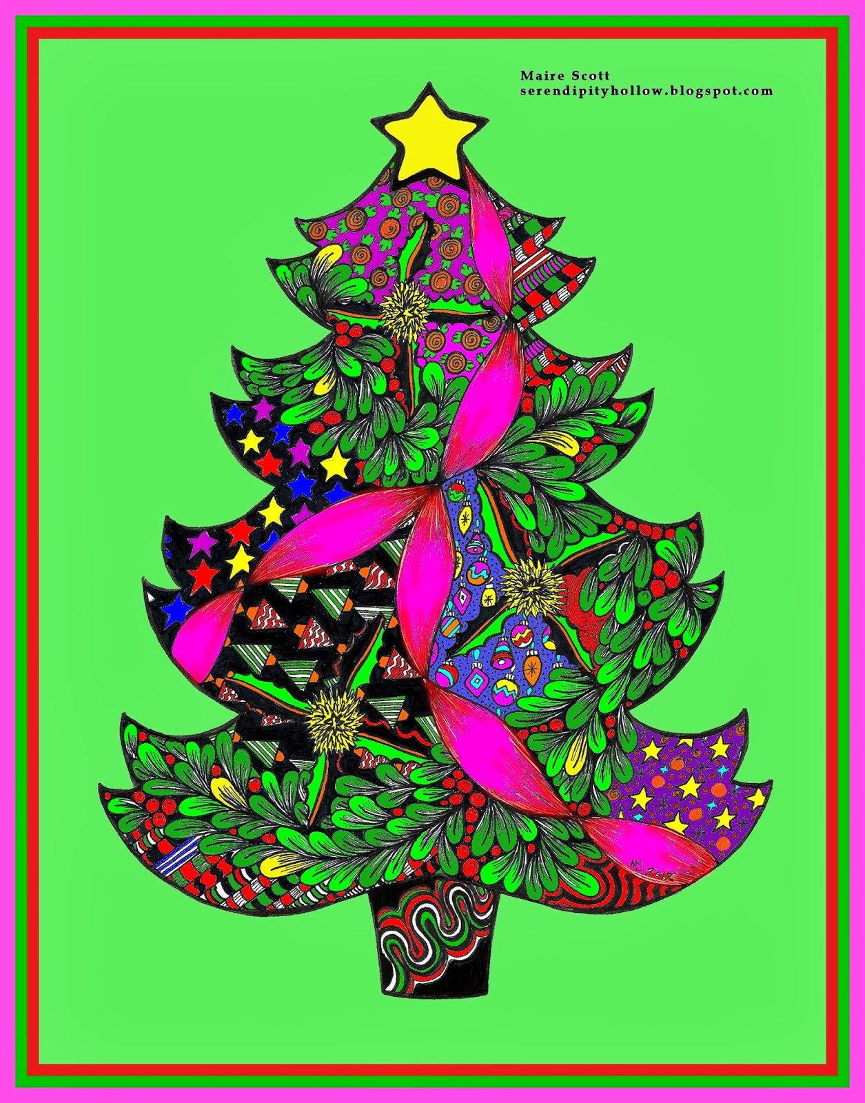 Serendipity Hollow O Christmas Tree! (to decorate and color)