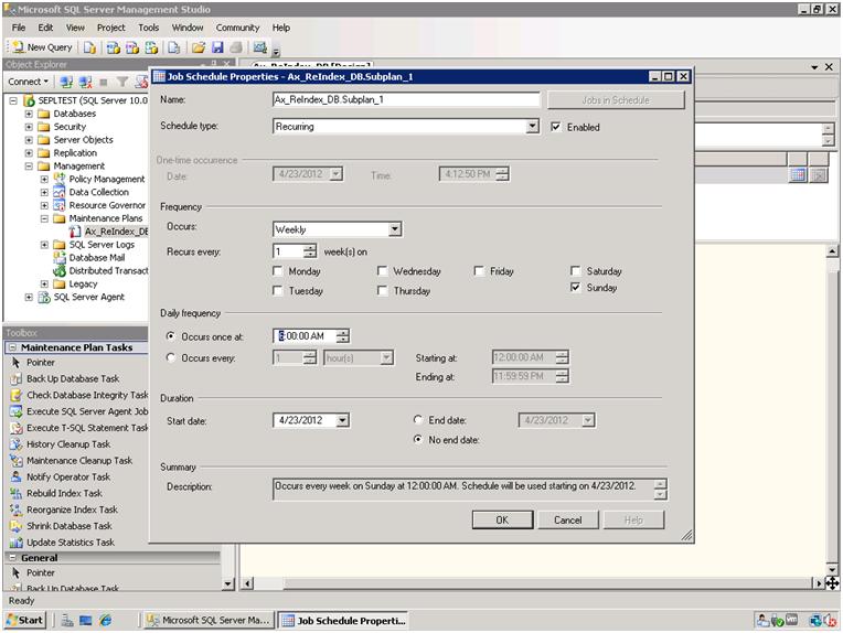 D365FO/ AX Tips and Tricks Re Indexing of Database by Scheduling