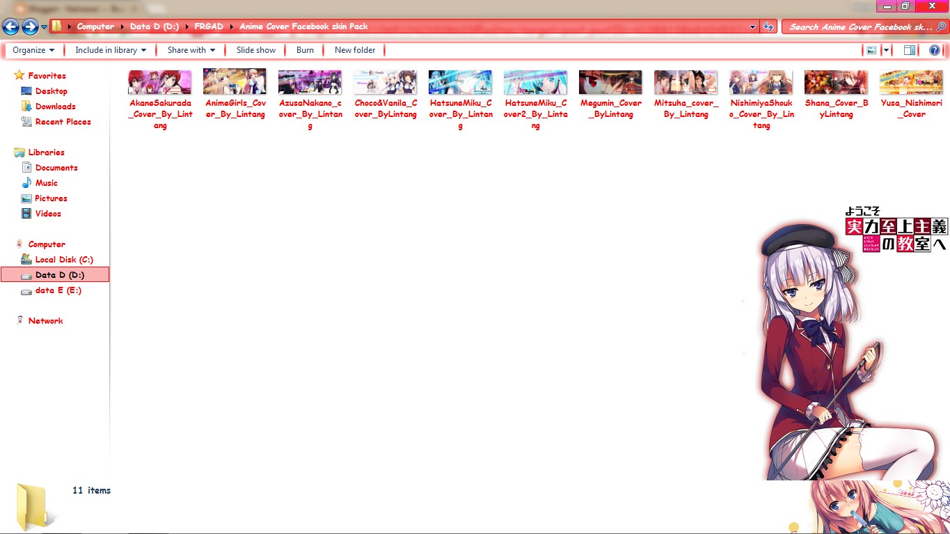 Anime Cover Facebook skin Pack Nekowai Anime Daisuki