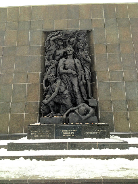 Monument to the Warsaw Ghetto Uprising honors the victims in a park that occupies the former Jewish Ghetto in Warsaw, Poland.