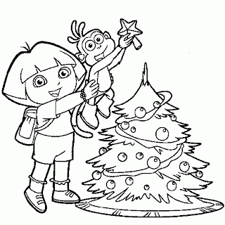 Dora,Tico,Christmas,tree,coloring