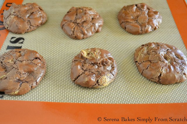 Flourless Brownie Peanut Butter Swirl Cookies recipe baked from Serena Bakes Simply From Scratch.