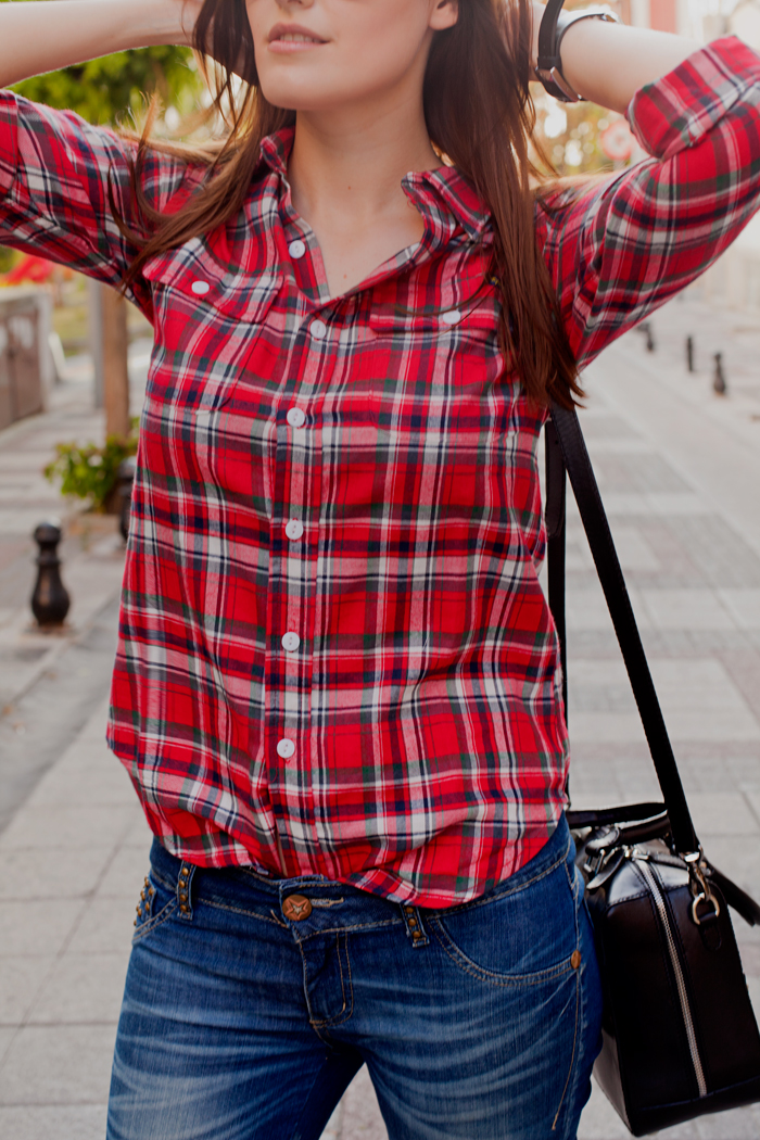 RED TARTAN SHIRT TIE BOWTIE