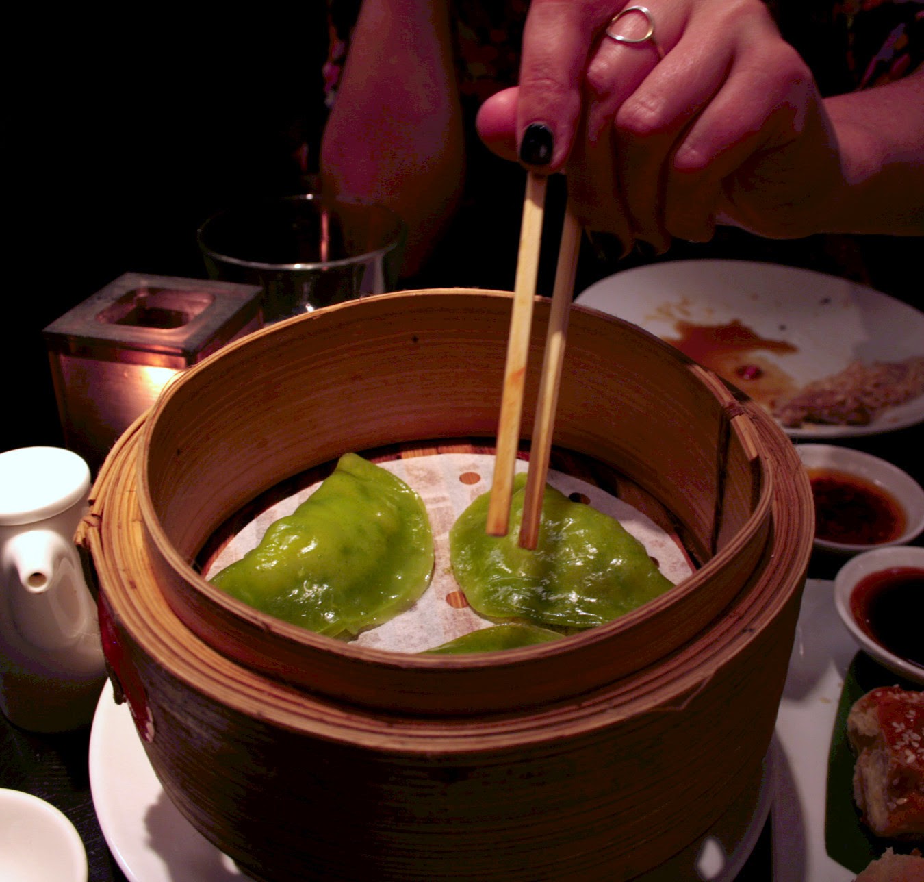 Chive and prawn dumpling from Ping Pong dim sum, Soho