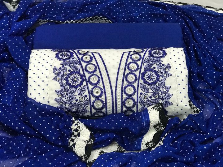 Cotton embroidery work dres materials