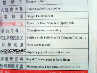 funny engrish menu