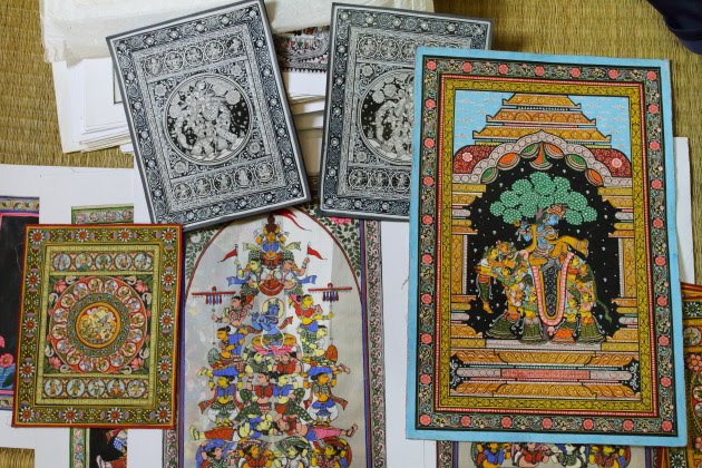 Raghurajpur Pattachitra in different forms, colors and depicting different stories