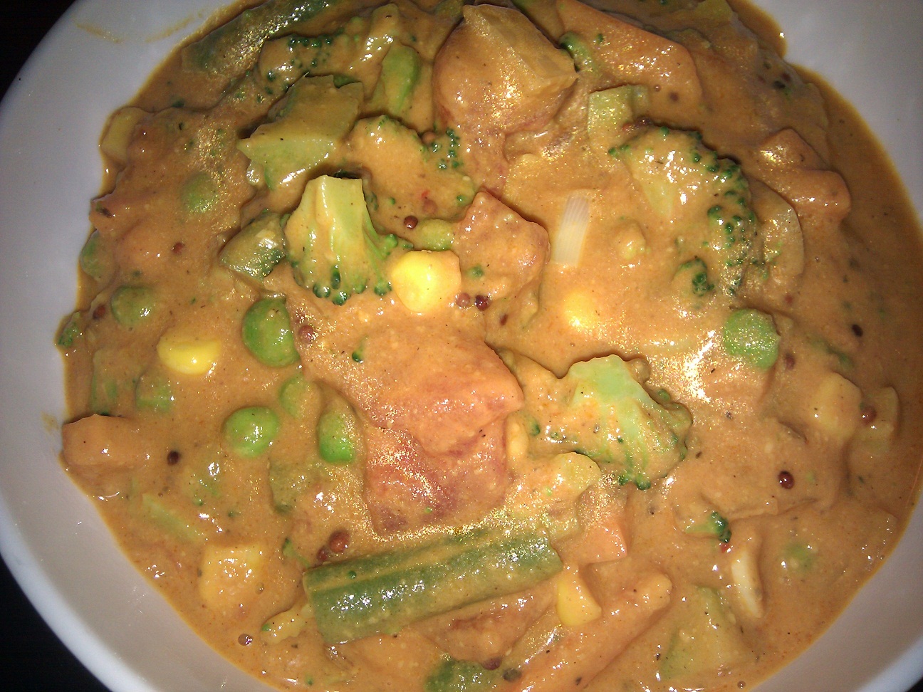 A delicious bowl of creamy Curried Tomato and Peanut Butter Sauce