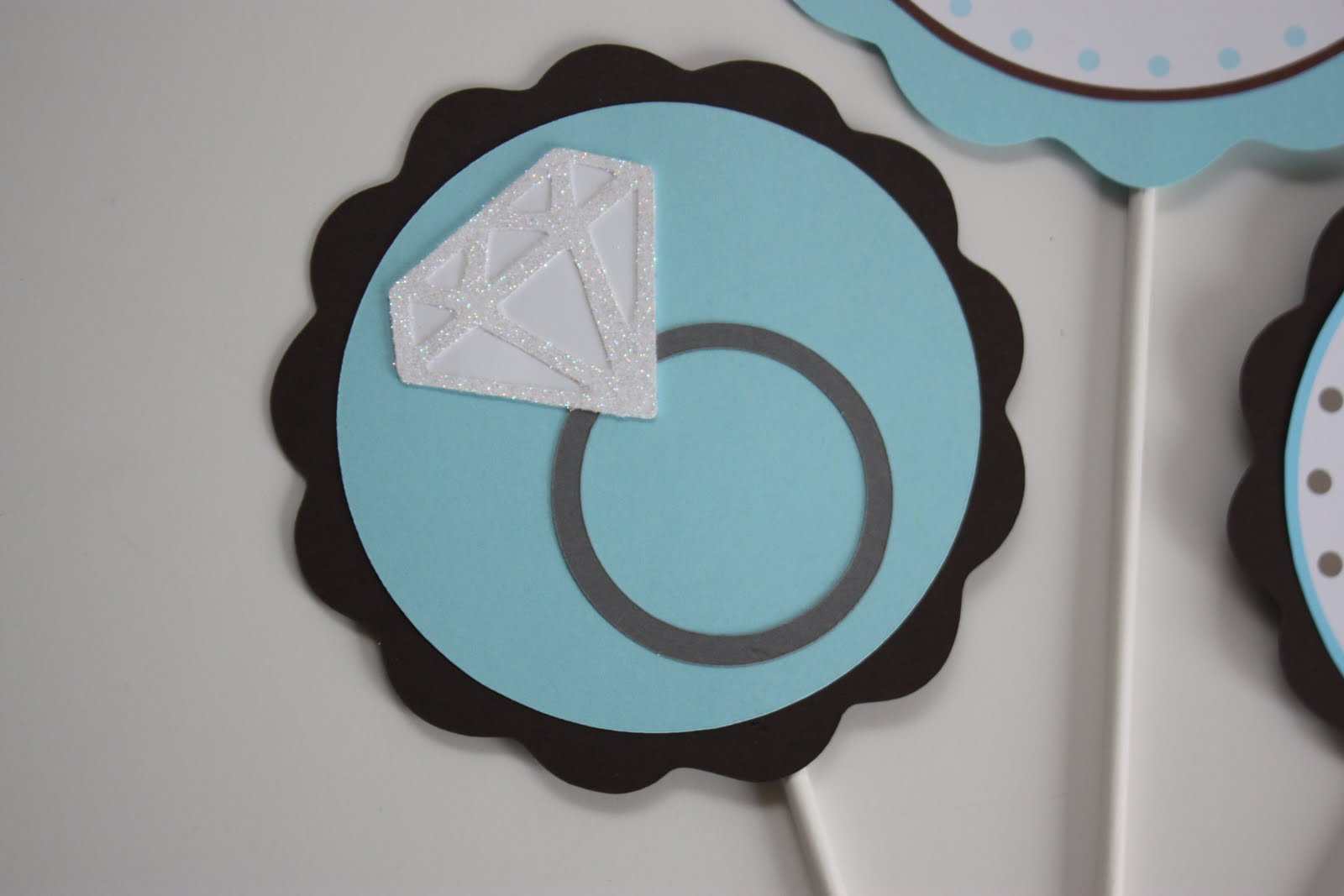 5M Creations Aqua & Brown Diamond Ring Bridal Shower