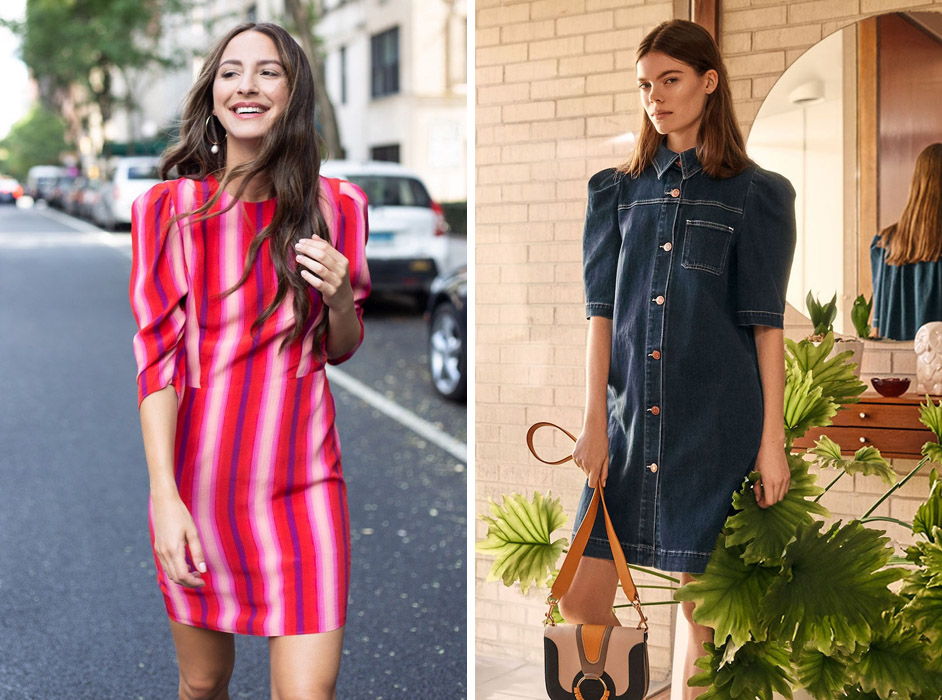 dress dengan detail puff sleeves