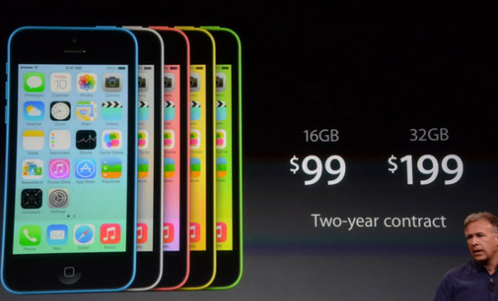 iPhone 5S with fingerprint reading 5C colors "Live Presentation"
