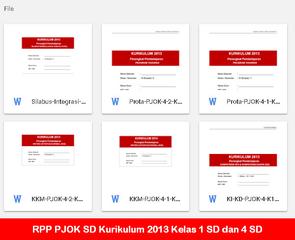 RPP PJOK SD Kurikulum 2013 Kelas 1 SD dan 4 SD RPP PJOK SD Kurikulum 2013 Kelas 1 SD dan 4 SD