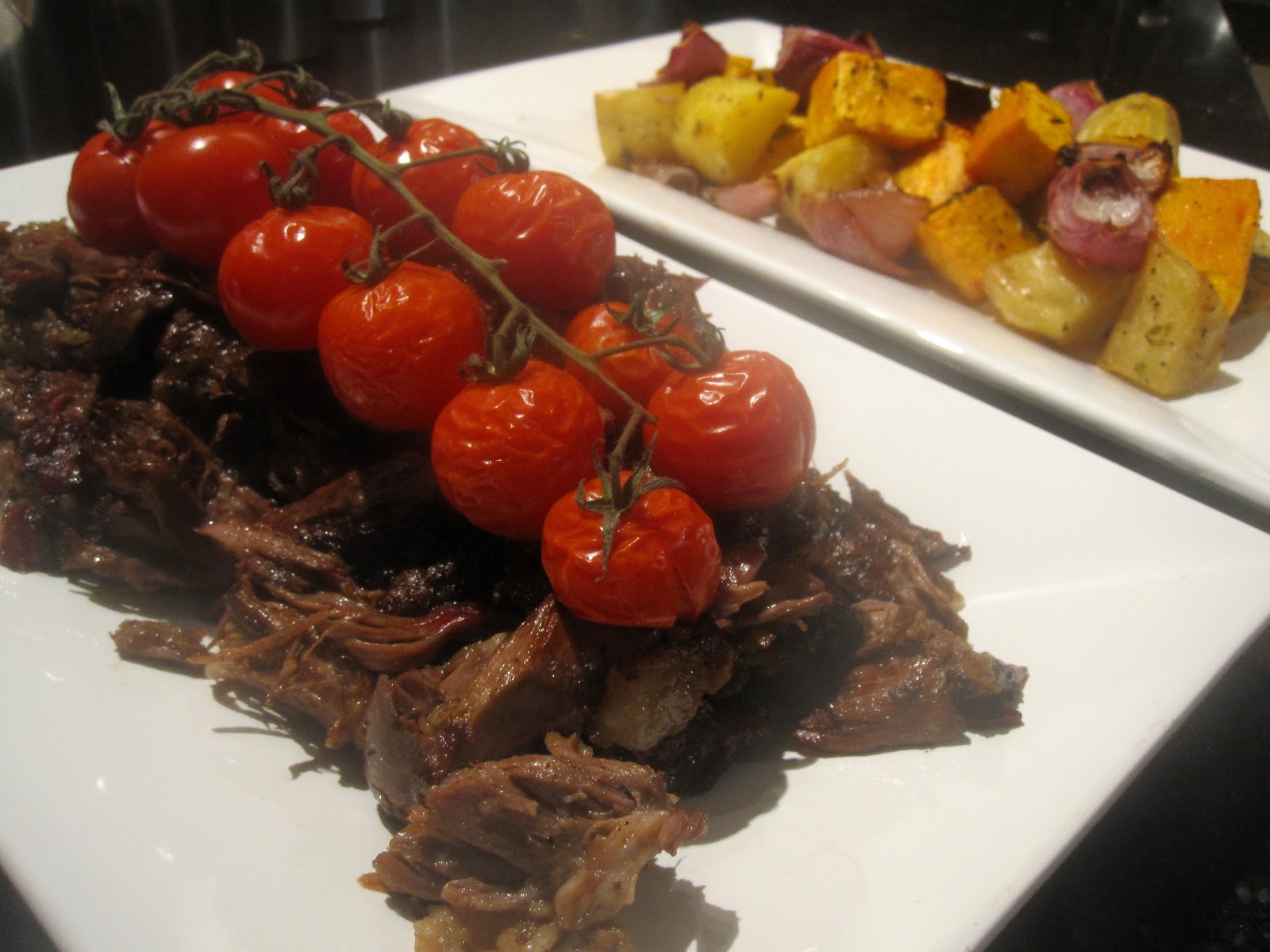 Bubbles n Squeaks Slow Cooked Lamb Shoulder with Lemon Thyme Roast Vegetables