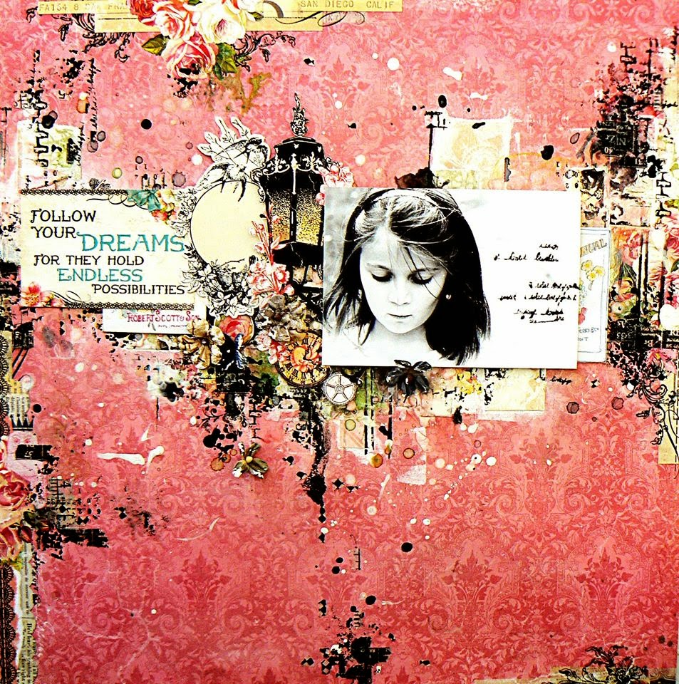 Scraps of Darkness and Scraps of Elegance Mixed Media Layout