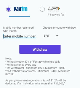 withdraw winnings